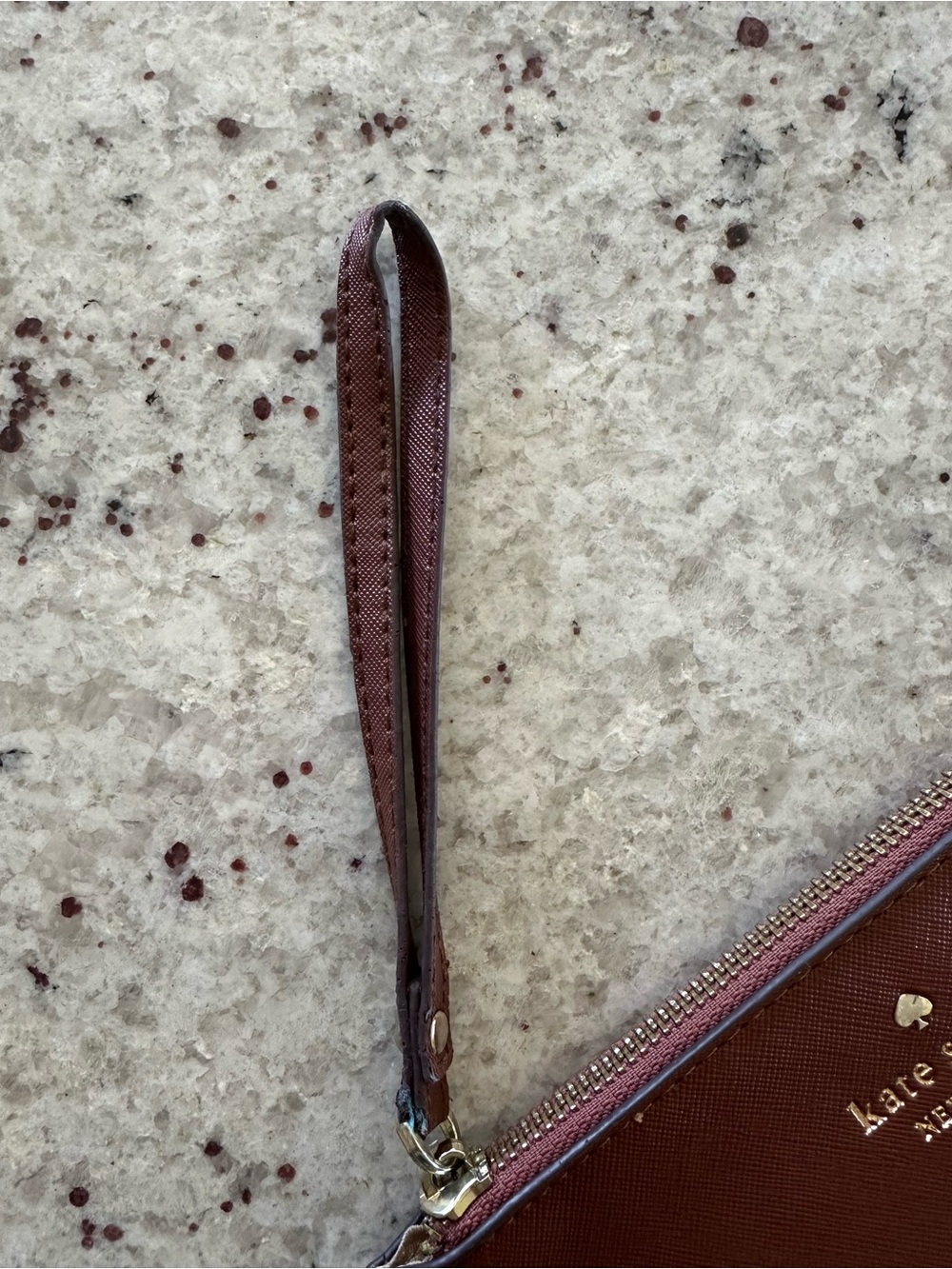 Kate Spade New York Brown Tan Genuine Saffiano Leather Wristlet Wallet Boho Chic - Picture 5 of 11